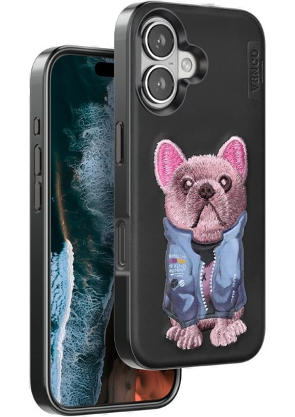 Venco iPhone 16 Cute Desenli Kapak - Siyah