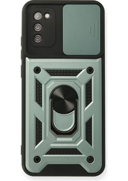 Newface Samsung Galaxy A03S Kılıf Pars Lens Yüzüklü Silikon - Yeşil