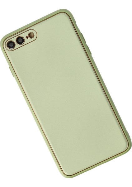 Newface iPhone 7 Plus Kılıf Coco Deri Silikon Kapak - Açık Yeşil