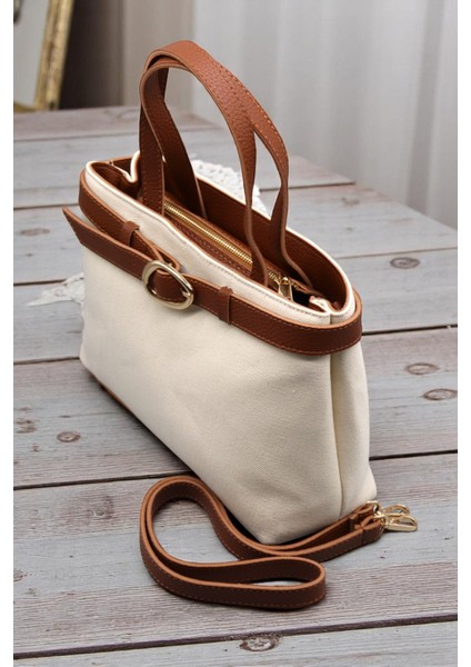 Kadın Keten Dokuma Vizon Tote Bag. El ve Omuz Çantası. RY425 indirimleri