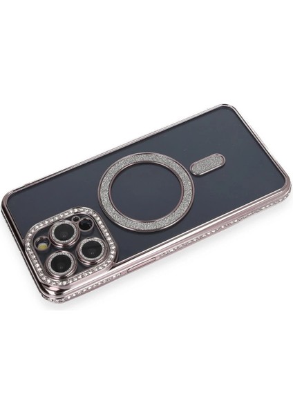Newface iPhone 14 Pro Kılıf Joke Simli Magneticsafe Kılıf - Gri