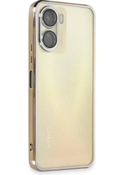 Newface Vivo Y16 Kılıf Razer Lensli Silikon - Gold
