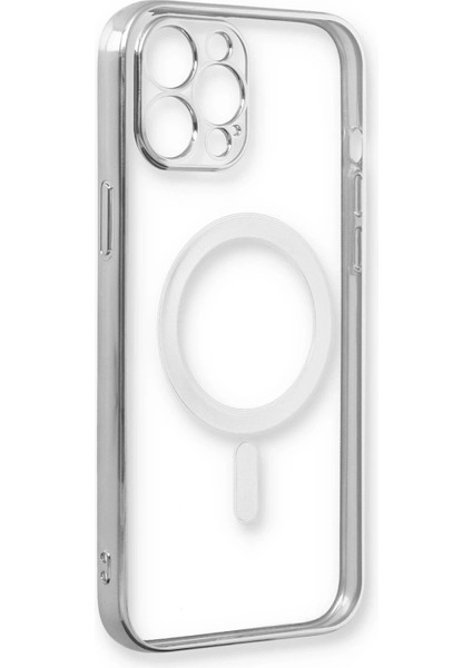 Newface iPhone 12 Pro Max Kılıf Magneticsafe Lazer Silikon - Gümüş
