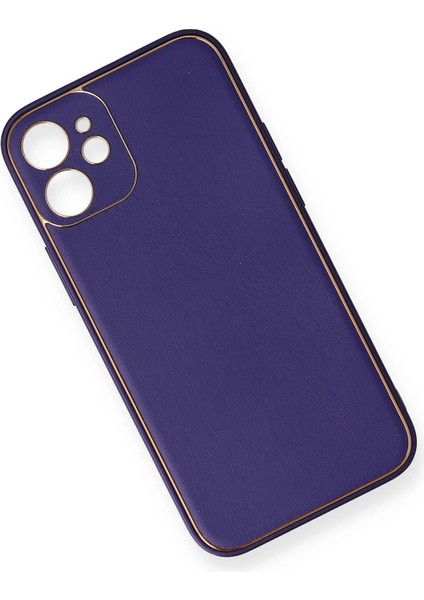Newface iPhone 12 Kılıf Coco Deri Silikon Kapak - Mor