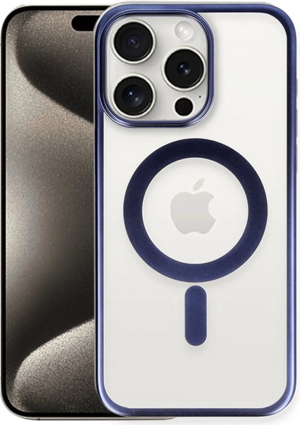 Newface iPhone 15 Pro Kılıf Erozi Magsafe Kapak - Lacivert