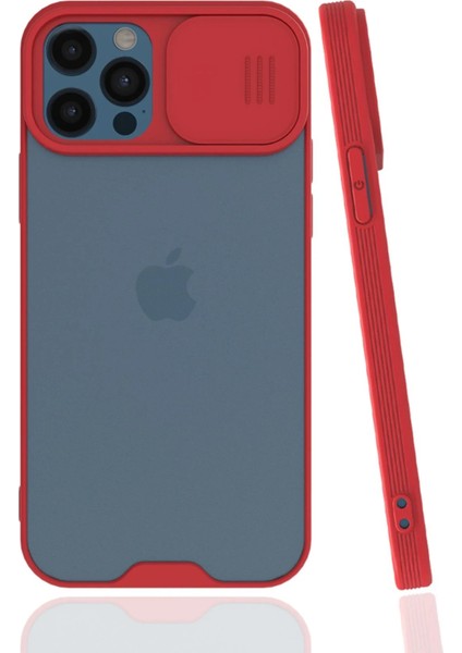 Newface iPhone 12 Pro Max Kılıf Platin Kamera Koruma Silikon - Kırmızı