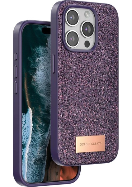 Onegif iPhone 15 Pro Max Bright Simli Kapak - Derin Mor