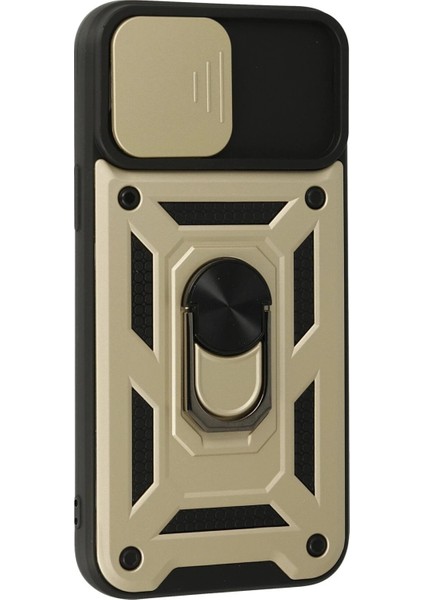 Newface iPhone 13 Pro Max Kılıf Pars Lens Yüzüklü Silikon - Gold
