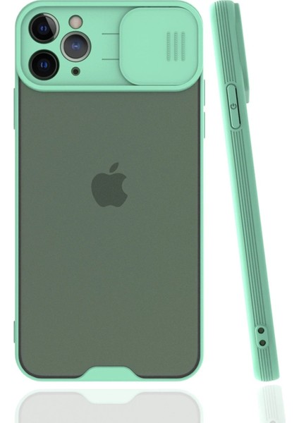 Newface iPhone 11 Pro Max Kılıf Platin Kamera Koruma Silikon - Açık Yeşil