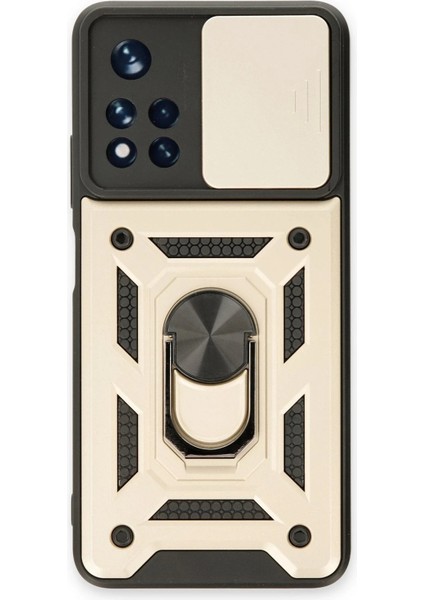 Newface Xiaomi Poco M4 Pro 5g Kılıf Pars Lens Yüzüklü Silikon - Gold