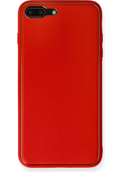 Newface iPhone 7 Plus Kılıf Coco Deri Silikon Kapak - Kırmızı