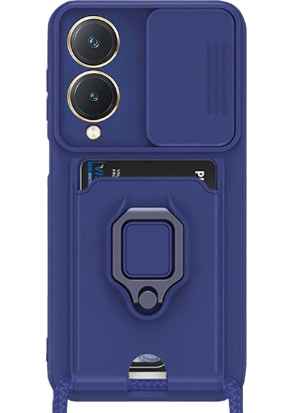 Newface Vivo Y17S Kılıf Zuma Kartvizitli Yüzüklü Silikon - Lacivert
