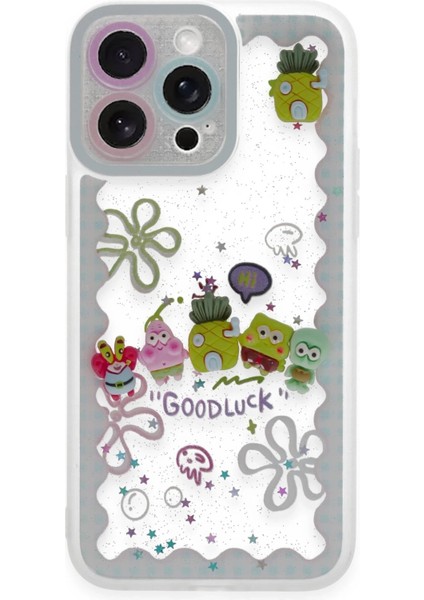 Newface iPhone 14 Pro Max Kılıf Sweet Desenli Silikon Kapak - Açık Mavi