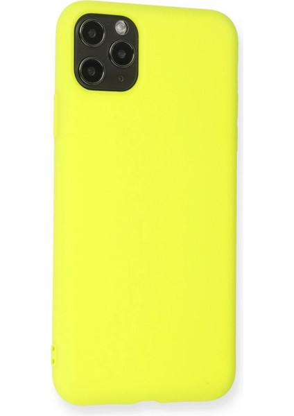 Newface iPhone 11 Pro Max Kılıf Nano Içi Kadife Silikon - Sarı