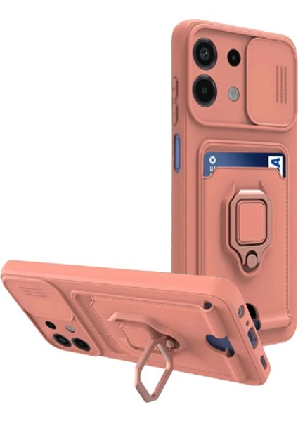 Newface Xiaomi Redmi Note 13 4g Kılıf Zuma Kartvizitli Yüzüklü Silikon - Pembe