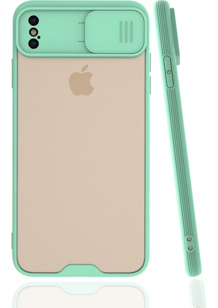 Newface iPhone Xs Max Kılıf Platin Kamera Koruma Silikon - Açık Yeşil