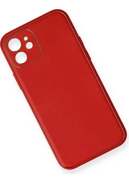 Newface iPhone 12 Kılıf Coco Deri Silikon Kapak - Kırmızı