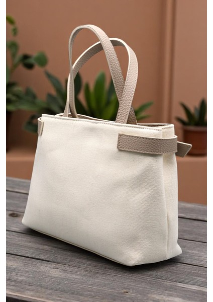 Kadın Keten Dokuma Vizon Tote Bag. El ve Omuz Çantası. RY425 fırsatları
