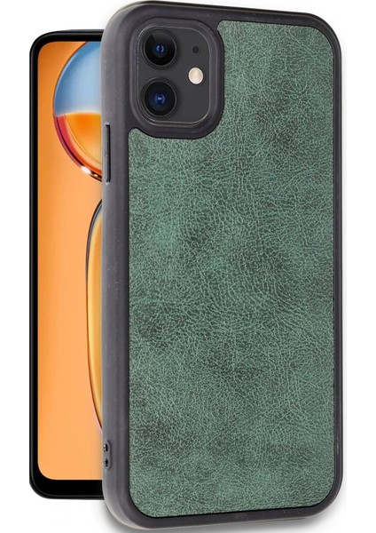Newface iPhone 11 Kılıf Aras Deri Kapak - Koyu Yeşil