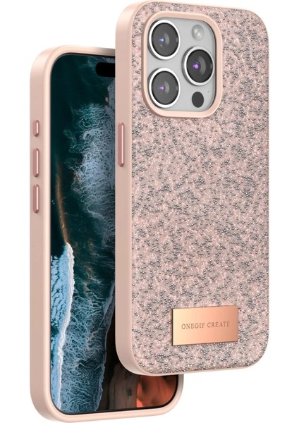 Onegif iPhone 14 Pro Bright Simli Kapak - Pembe