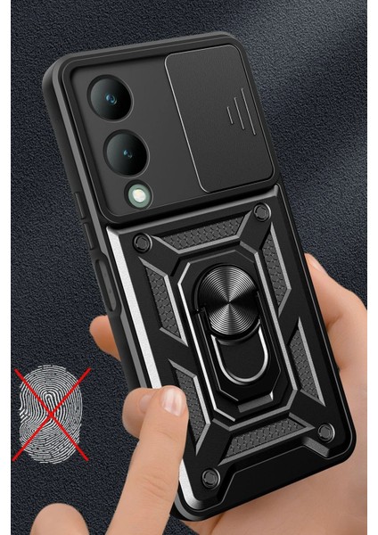 Newface Vivo Y17S Kılıf Pars Lens Yüzüklü Silikon - Gümüş fiyatları