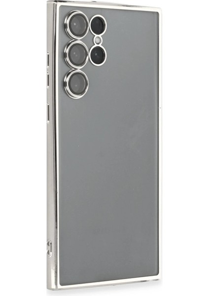 Newface Samsung Galaxy S22 Ultra Kılıf Razer Lensli Silikon - Gümüş