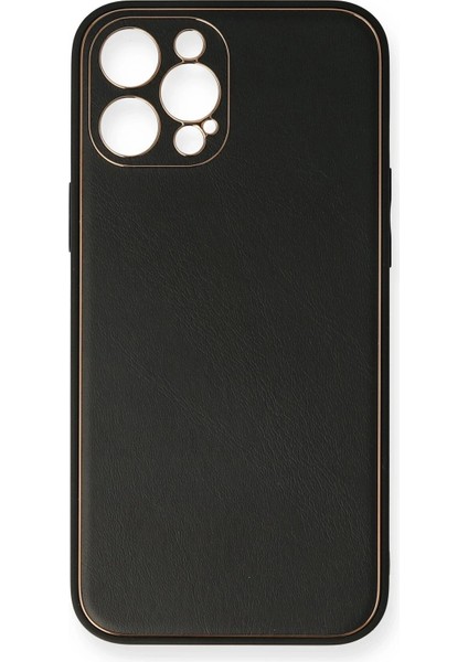 Newface iPhone 12 Pro Max Kılıf Coco Deri Silikon Kapak - Siyah