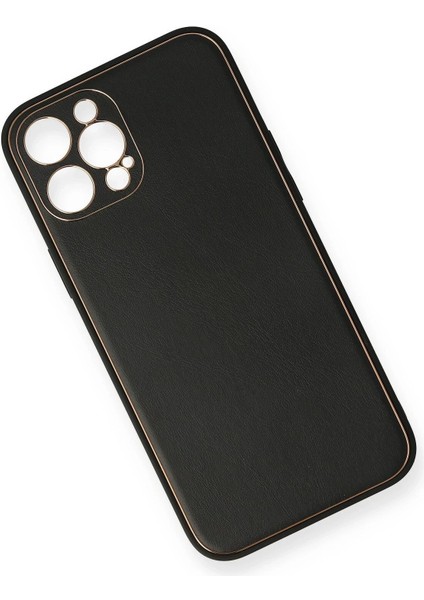 Newface iPhone 12 Pro Max Kılıf Coco Deri Silikon Kapak - Siyah