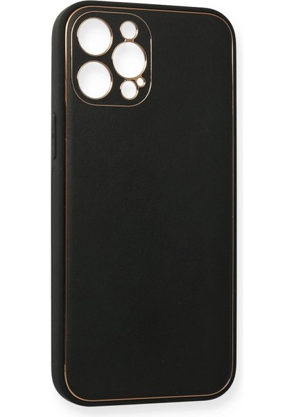 Newface iPhone 12 Pro Max Kılıf Coco Deri Silikon Kapak - Siyah