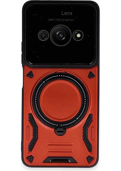 Newface Xiaomi Poco C61 Kılıf Joy Lens Standlı Kapak - Kırmızı