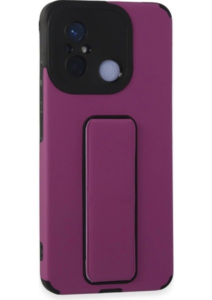 Newface Xiaomi Redmi 12C Kılıf Mega Standlı Silikon - Mor