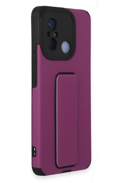 Newface Xiaomi Redmi 12C Kılıf Mega Standlı Silikon - Mor