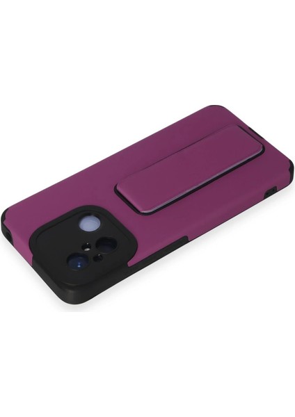Newface Xiaomi Redmi 12C Kılıf Mega Standlı Silikon - Mor