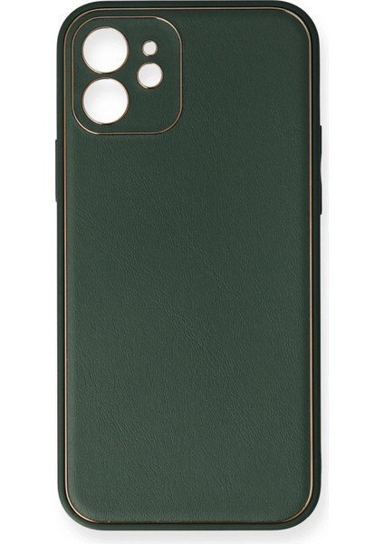 Newface iPhone 12 Mini Kılıf Coco Deri Silikon Kapak - Yeşil
