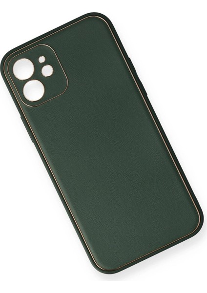 Newface iPhone 12 Mini Kılıf Coco Deri Silikon Kapak - Yeşil