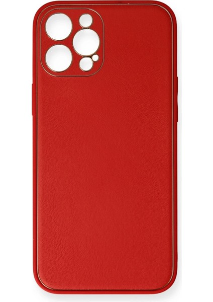 Newface iPhone 12 Pro Kılıf Coco Deri Silikon Kapak - Kırmızı