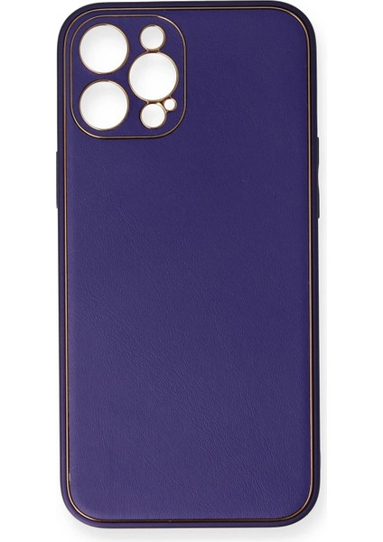 Newface iPhone 12 Pro Max Kılıf Coco Deri Silikon Kapak - Mor