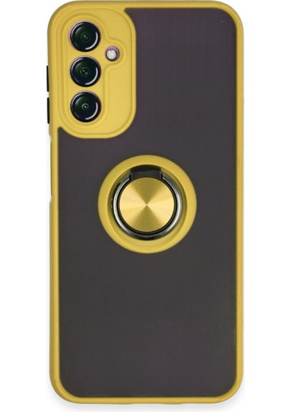Newface Samsung Galaxy A14 4g Kılıf Montreal Yüzüklü Silikon Kapak - Sarı