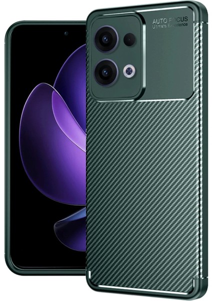 Newface Oppo Reno 13 Pro Kılıf Auto Focus Karbon Kapak - Koyu Yeşil