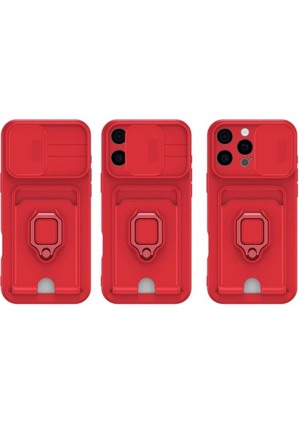 Newface iPhone 16 Pro Kılıf Zuma Kartvizitli Yüzüklü Silikon - Pembe