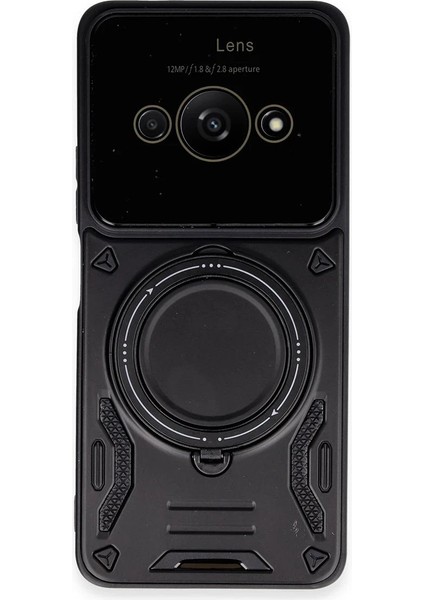 Newface Xiaomi Poco C61 Kılıf Joy Lens Standlı Kapak - Siyah