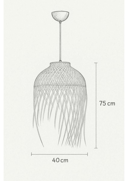 Istanbul Avize Saçaklı Rattan 50 cm Eskitme Tesisatlı Avize Bambu,iskandinav,bohem,modern Aydınlatma