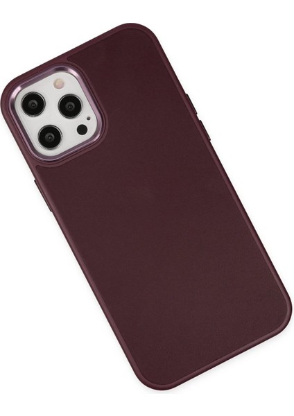 Newface iPhone 12 Pro Max Kılıf Asya Deri Silikon - Mürdüm