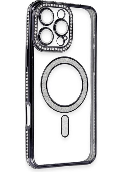 Newface iPhone 16 Pro Max Kılıf Joke Simli Magneticsafe Kılıf - Siyah