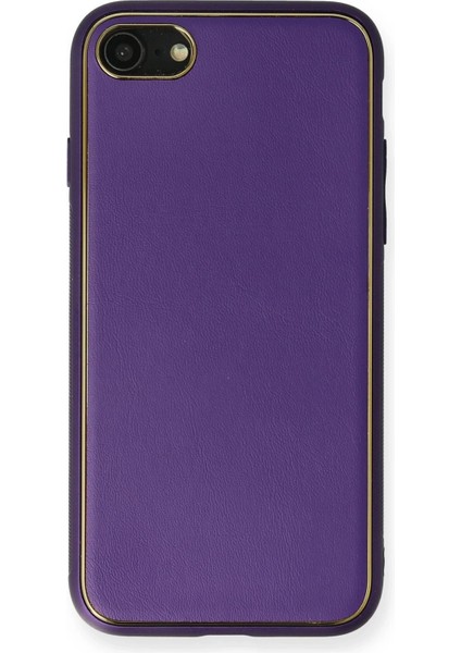 Newface iPhone 7 Kılıf Coco Deri Silikon Kapak - Mor