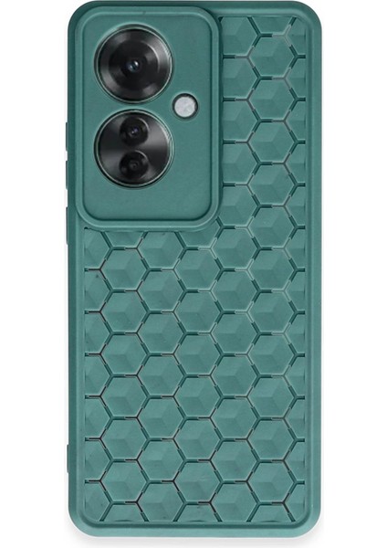 Newface Oppo Reno 11F Kılıf Petek Silikon Kapak - Koyu Yeşil