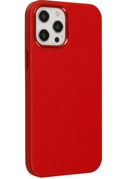 Newface iPhone 12 Pro Max Kılıf Asya Deri Silikon - Kırmızı