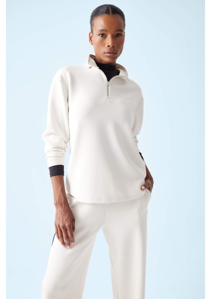 fit Oversize Geniş Kalıp Yarım Fermuarlı Modal Sporcu SWEATSHIRT D7126AX25SP modelleri