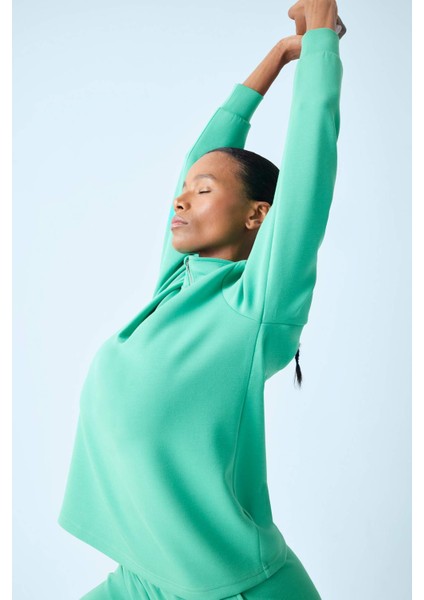 fit Oversize Geniş Kalıp Yarım Fermuarlı Modal Sporcu SWEATSHIRT D7126AX25SP