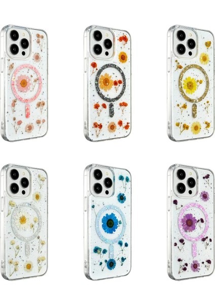 Newface iPhone 14 Pro Kılıf Daisy Simli Magsafe Kapak - Siyah